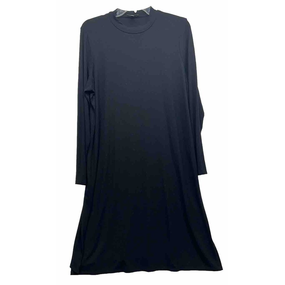 Eileen Fisher Womens Size L Raglan Sleeve Black Viscose Blend Jersey Dress (M1)
